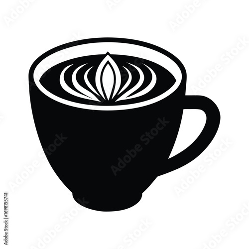 Latte Art Cup Silhouette Illustration