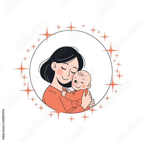 A tender embrace of maternal love and a cherished newborn child