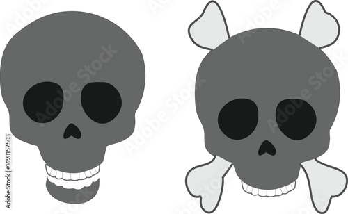 Skull with Crossbones, and minimalist classic Skull vector Illustration