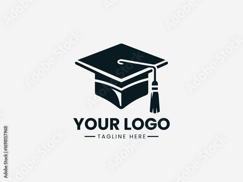 Minimalist graduation cap vector logo design for education and academic achievement