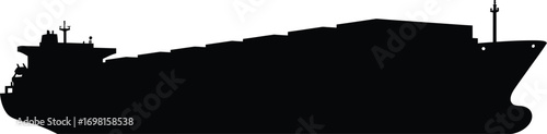 a large cargo ship silhouette on transparent background