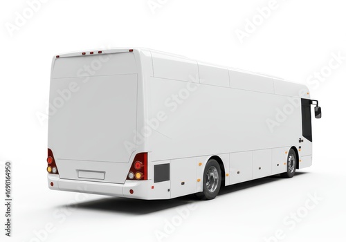 White Coach Bus Mockup Rear Side View