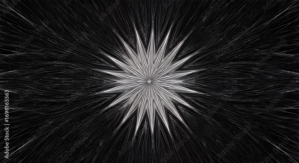 Naklejka premium Abstract Monochrome Radial Starburst Pattern with Dynamic Light Rays