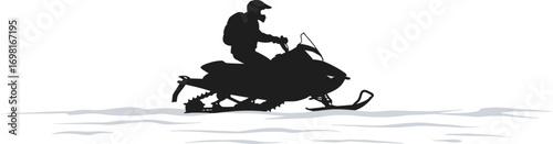 a person riding snowmobile silhouette on transparent background