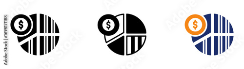 Pie Chart Icon Collection Glyph & Mixed Style 