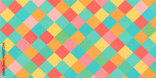 Seamless retro geometric square pattern with colorful vintage design