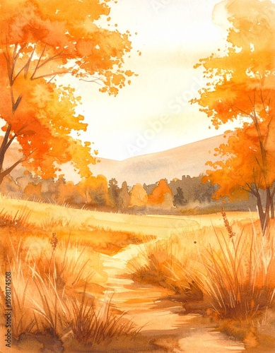 Wallpaper Mural 秋の風景画イラスト Torontodigital.ca
