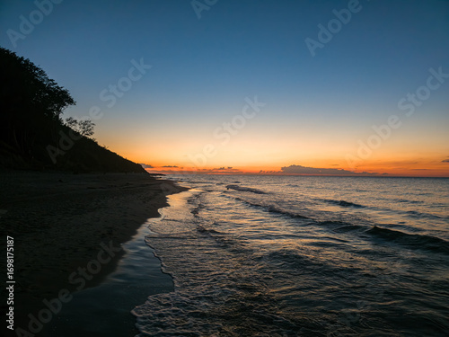 Fototapeta Naklejka Na Ścianę i Meble -  Sunset on the Baltic Sea beach in the Jastrzebia Gora, Poland