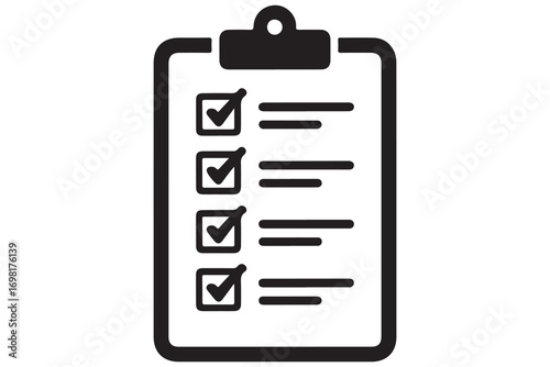 Checklist clipboard silhouette icon for task management and planning isolated on white background
