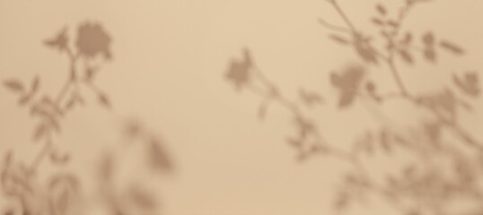 Soft floral shadows on beige background. Vintage 90s style, pastel tones, natural elegance. Wallpapers, creative backgrounds, social media covers, web design.