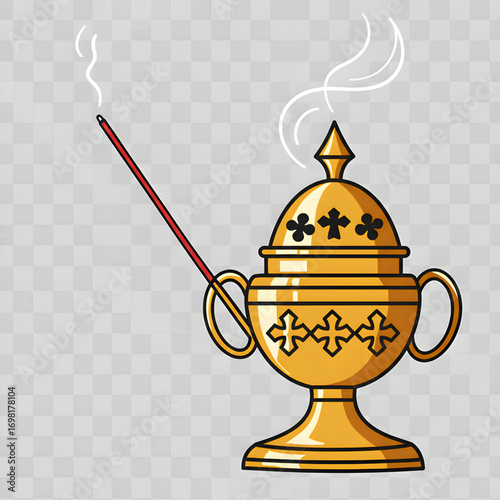 Orthodox Church Incense Burner with Smoke – Vector Illustration