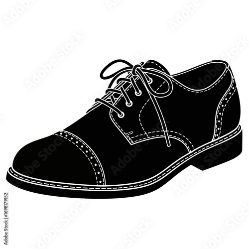 Black oxford brogue shoe silhouette with laces