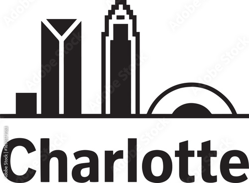 Charlotte Cityscape Silhouette Vector Illustration Minimalist Architectural Landmarks