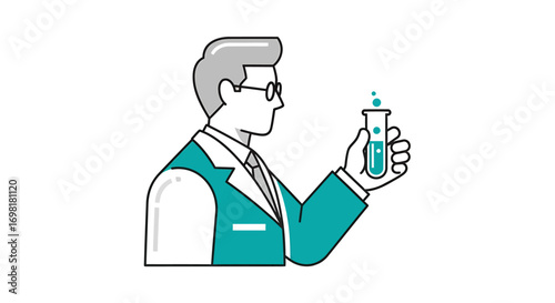 Scientist Examining Test Tube Liquid Laboratory Research & Scientific Experiment