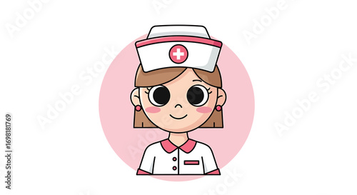 Cheerful Cartoon Nurse Illustration Perfect for Medical, Healthcare, and Patient-Centered Designs