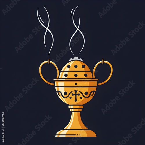Orthodox church censer with smoke - vector image