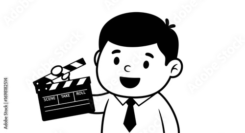 Man holding a clapperboard Capturing the essence of filmmaking and the creative process
