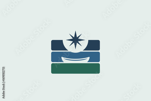 A stylized logo with three horizontal bars and a star on a light background is centered viewable
