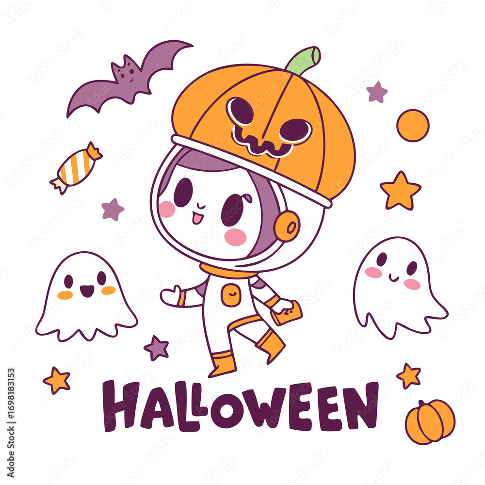 Fototapeta premium Spooky Astronaut Halloween Stickers