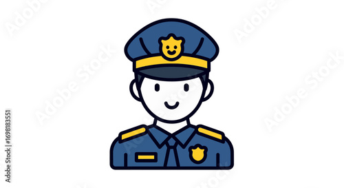 Illustration of a Police Officer in Uniform with a Friendly Expression