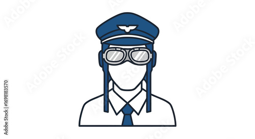 Illustration of a person wearing a pilot's cap and goggles, symbolizing aviation and adventure