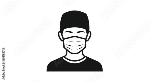 Medical Professional Icon Doctor or Surgeon in Mask - Healthcare Illustration