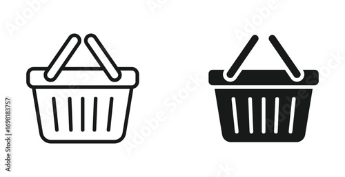 Shopping basket icon set, vector illustration