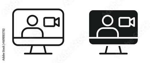 Video conference icon set. Vector illustration 