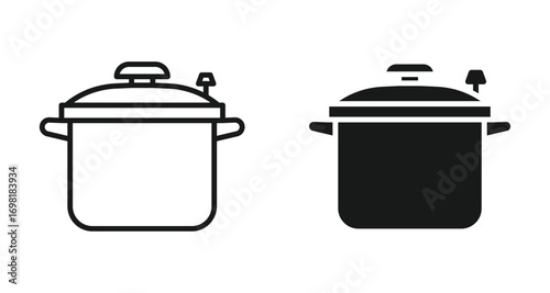 pressure cooker icon set, vector illustration . 