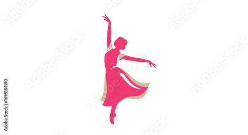 Elegant silhouette of a classical ballet dancer in a graceful arabesque pose, isolated vector illustration for performance arts