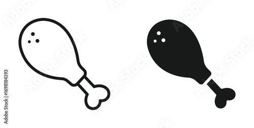 Meat leg icon, chicken fried drumstick, food symbol, vector illustration.