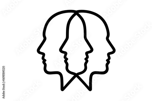 Vector Illustration of Merging Human Faces Symbol