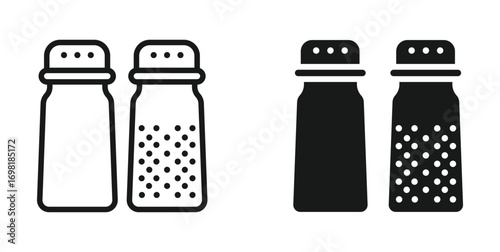 Salt and pepper shaker icon set, vector illustration . 
