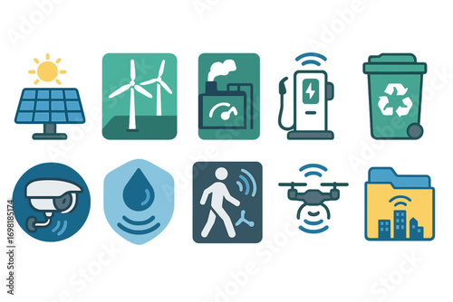 Sustainability, energy outline icon set. renewable, environment, technology icons collection