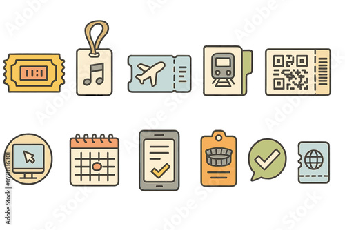 Travel and tourism icon set: flat icons for vacation and planning
