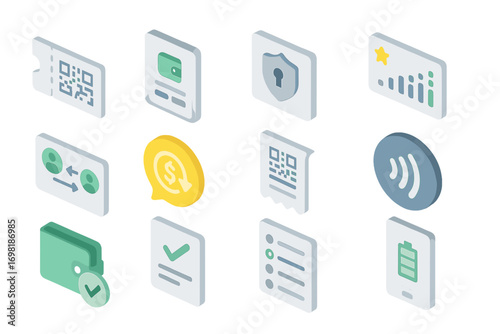 Finance and security icon set: 3d collection for fintech and digital wallets