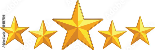 Golden star rating system symbolizing excellence, achievement, and positive feedback for products, services, or performances