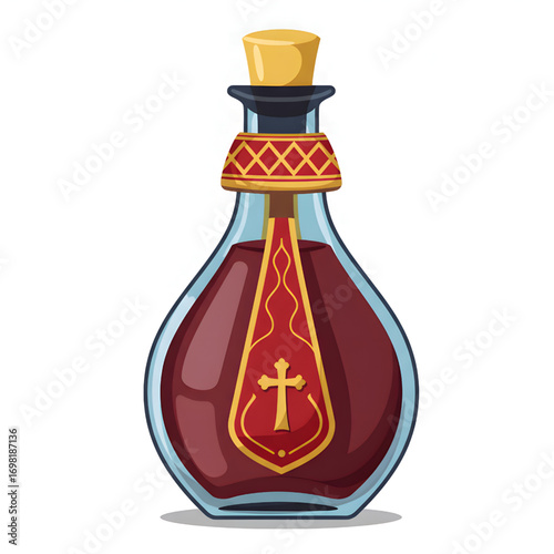 Vector image of a bottle of Holy Communion wine of the Orthodox Church (Aparaka) for the Holy Liturgy