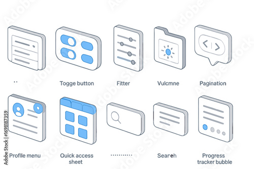 Web interface 3d icon set. ui, ux, menu, navigation, interactive, digital elements