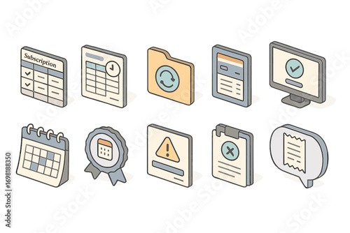 Business and productivity icon set with a flat style for efficient task management