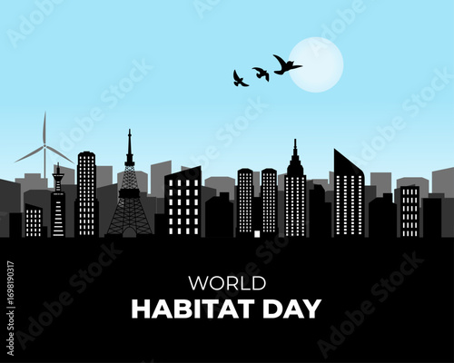 World Habitat Day. first Monday of October. Holiday concept. Template for background with banner, poster and card. Vector illustration.