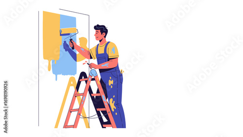 Painting the Vision: An artisan meticulously applies vibrant color to a blank canvas, transforming it into a masterpiece of art. Capturing creativity, artistic expression.