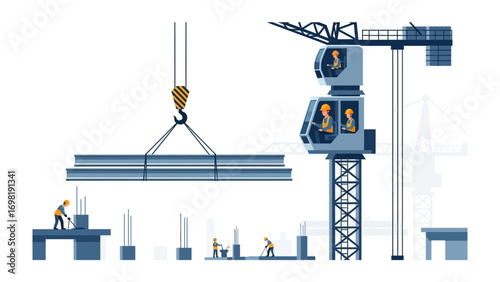 Building the Future: Dynamic scene of construction workers in action, where the machinery and manpower converge to shape the new project.