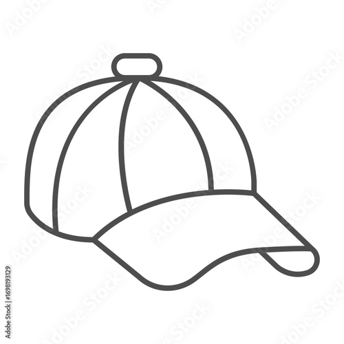 Hat of game player thin line icon, baseball game concept. Vector graphics. Leather baseball cap, sport clothes sign on white background, outline style icon of mobile or web design.