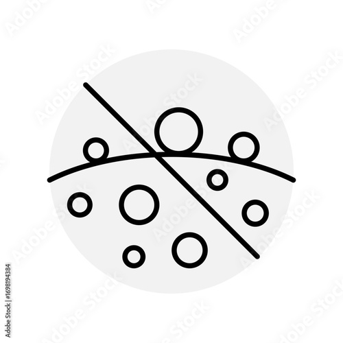 Does not form pellets on fabric icon, editable stroke 