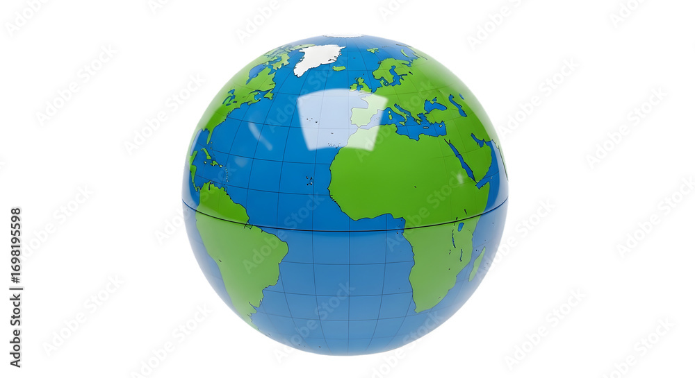 Fototapeta premium Simple green and blue inflatable beach ball world globe