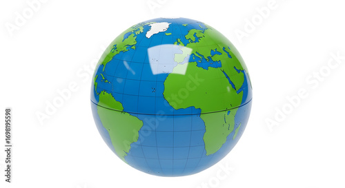 Simple green and blue inflatable beach ball world globe