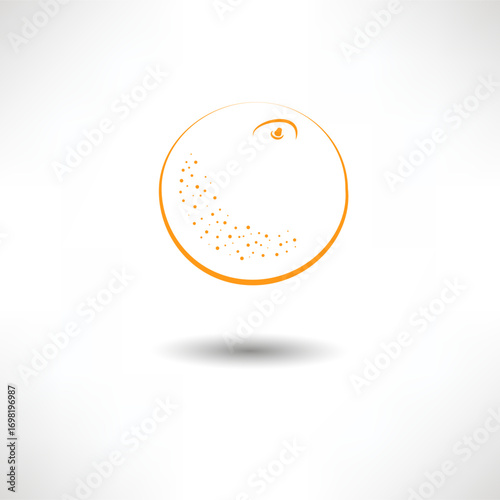 Bright orange ball floating in a light background, showcasing a unique design and subtle shadow effects