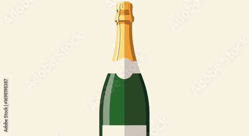 Elegant Champagne Bottle Celebration Toast Symbol Flat Graphic