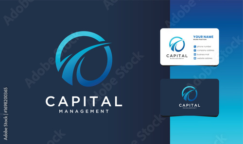 modern capital management logo with business card design.